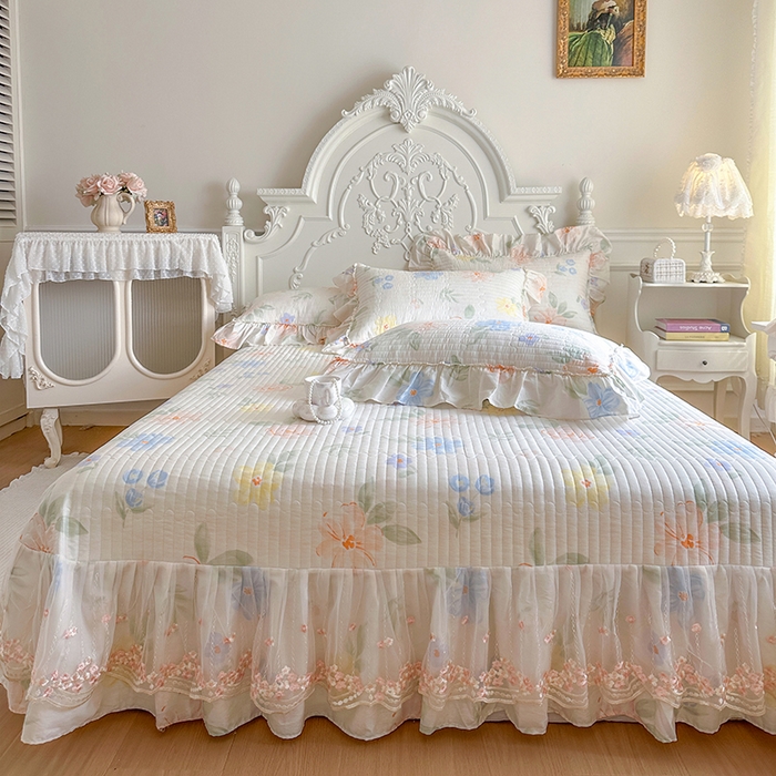 91家纺网 家纺一手货源 找家纺 （总）网红馆（ck家纺） 2026春夏新款韩版全棉纯棉印花床盖三件套