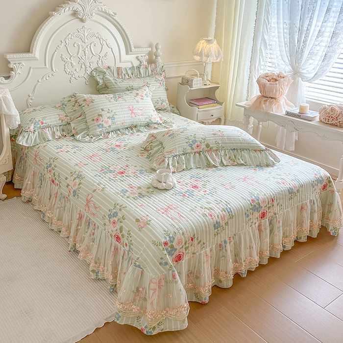 91家纺网 家纺一手货源 找家纺 （总）网红馆（ck家纺） 2026春夏新款韩版全棉纯棉印花床盖三件套