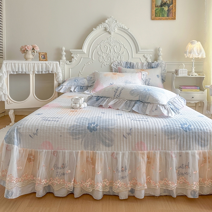 91家纺网 家纺一手货源 找家纺 网红馆（ck家纺） 2026春夏新款韩版全棉纯棉印花床盖三件套 慕夏