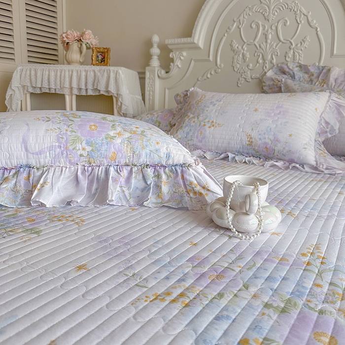 91家纺网 家纺一手货源 找家纺 网红馆（ck家纺） 2026春夏新款韩版全棉纯棉印花床盖三件套 悠悠仙境