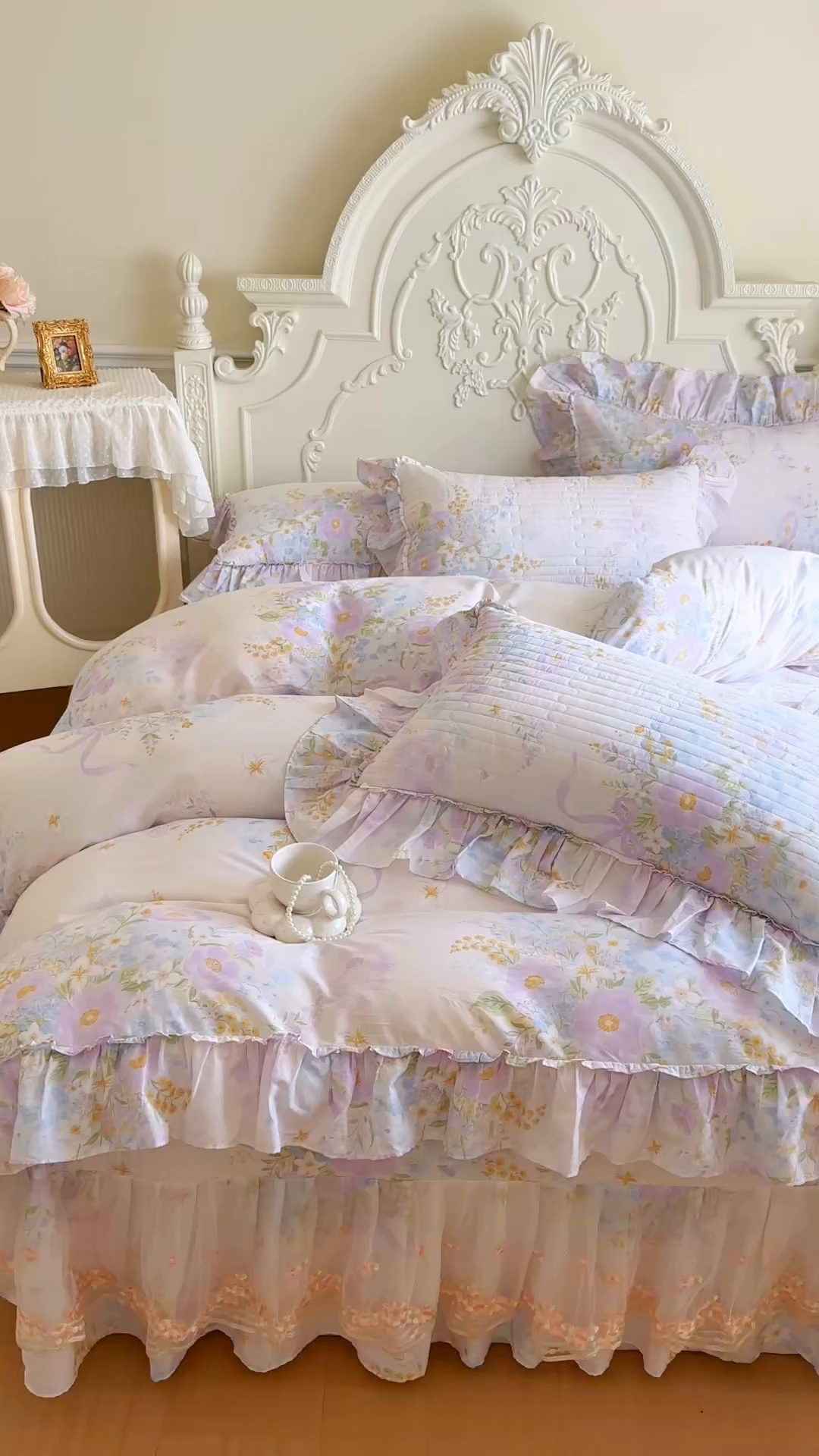 91家纺网 家纺一手货源 找家纺 网红馆（ck家纺） 2026春夏新款韩版全棉纯棉印花床盖三件套 悠悠仙境