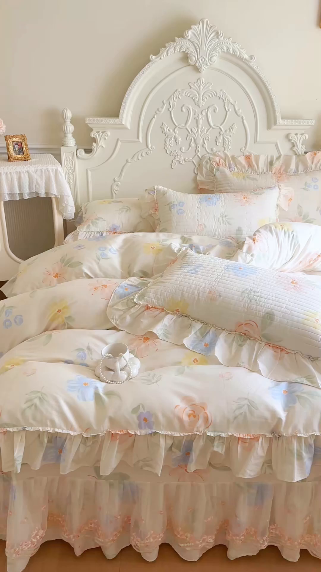 91家纺网 家纺一手货源 找家纺 （总）网红馆（ck家纺） 2026春夏新款韩版全棉纯棉印花床盖三件套