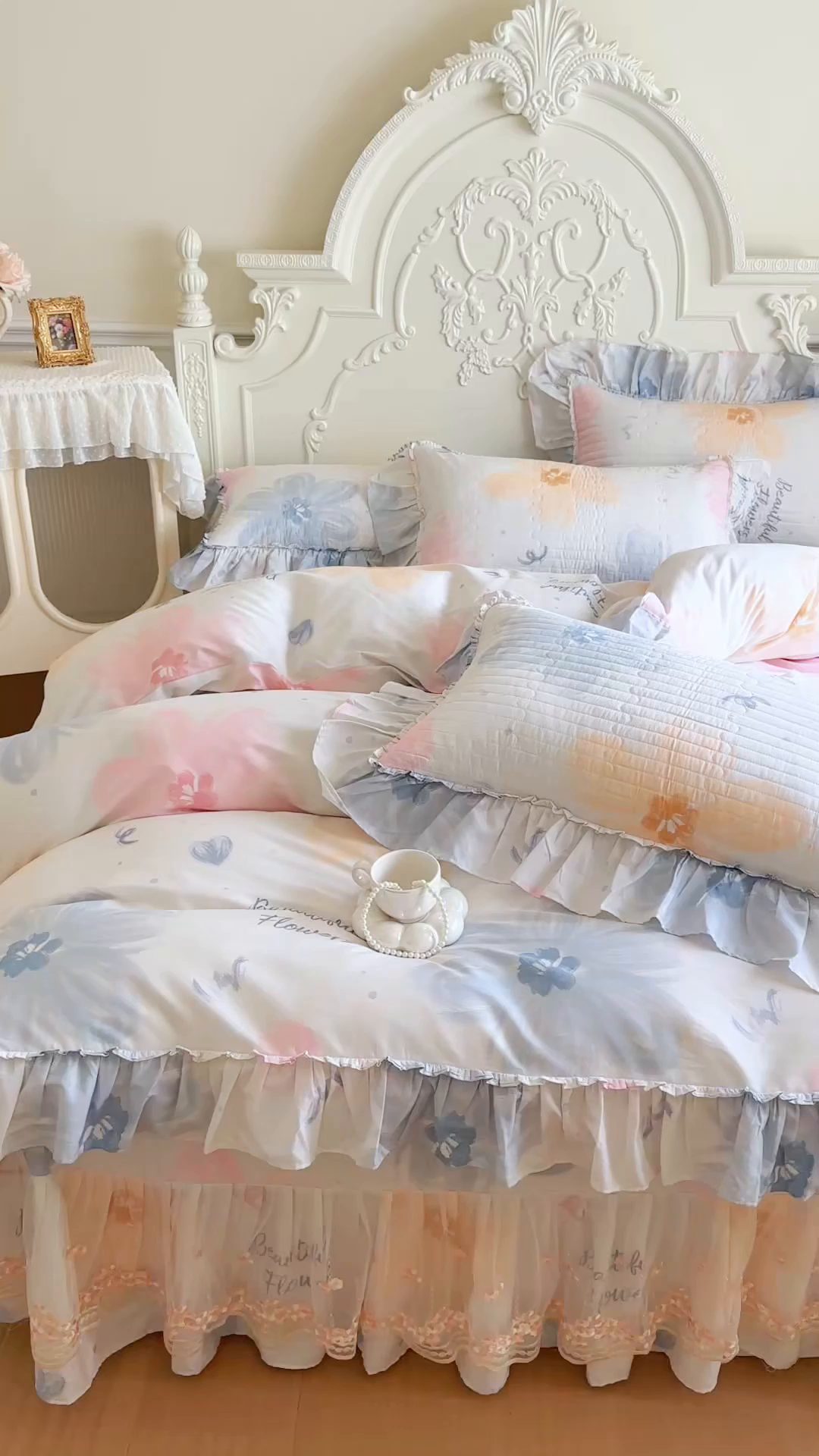 91家纺网 家纺一手货源 找家纺 网红馆（ck家纺） 2026春夏新款韩版全棉纯棉印花床盖三件套 慕夏