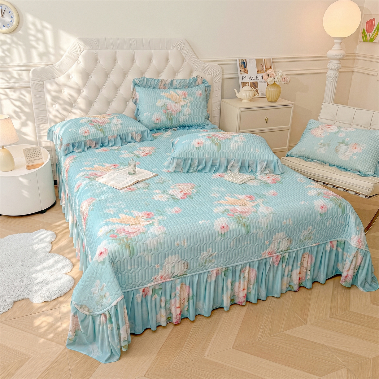 91家纺网 家纺一手货源 找家纺 （总）宜凡家纺 2026新款印花凉感丝夹棉床盖三件套