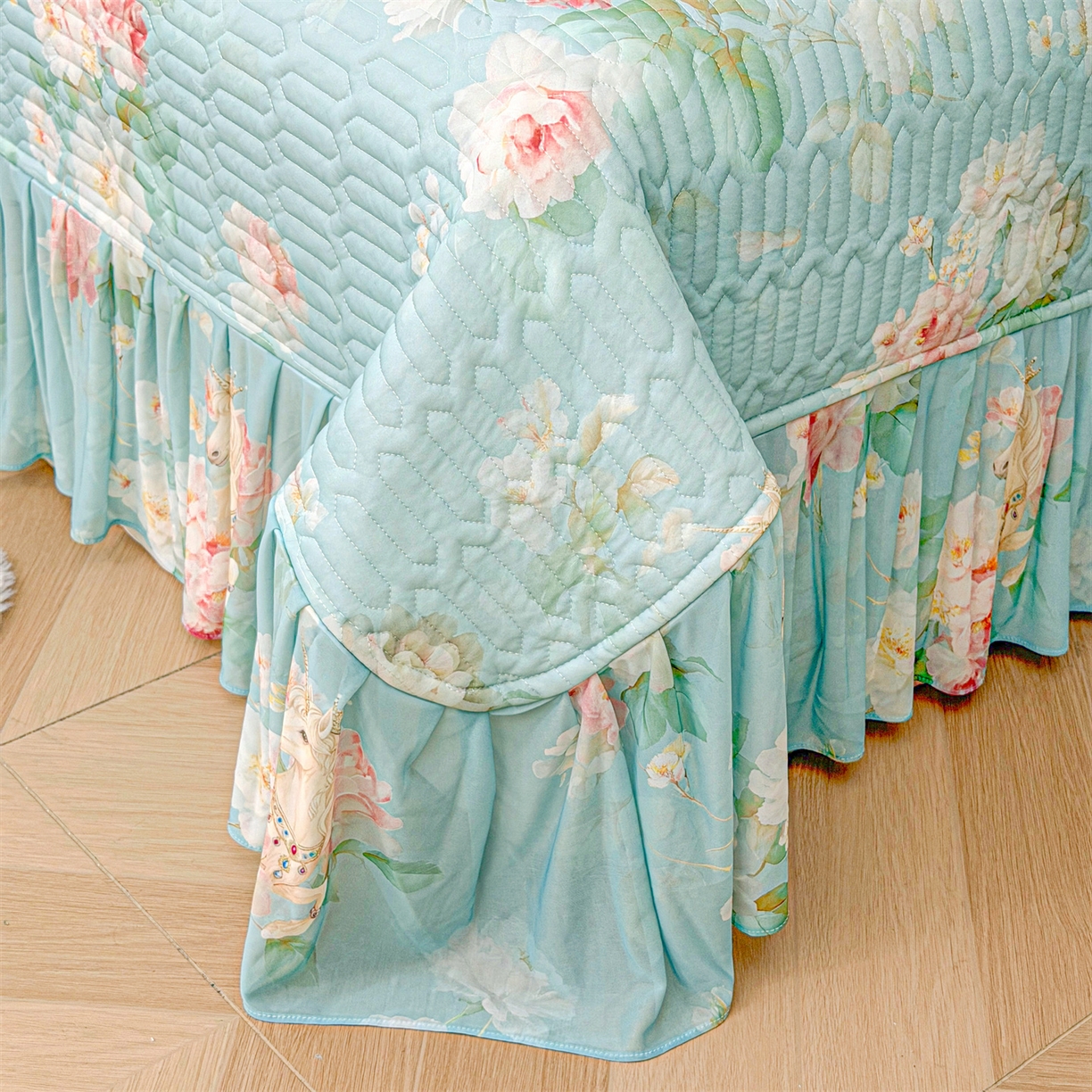 91家纺网 家纺一手货源 找家纺 （总）宜凡家纺 2026新款印花凉感丝夹棉床盖三件套