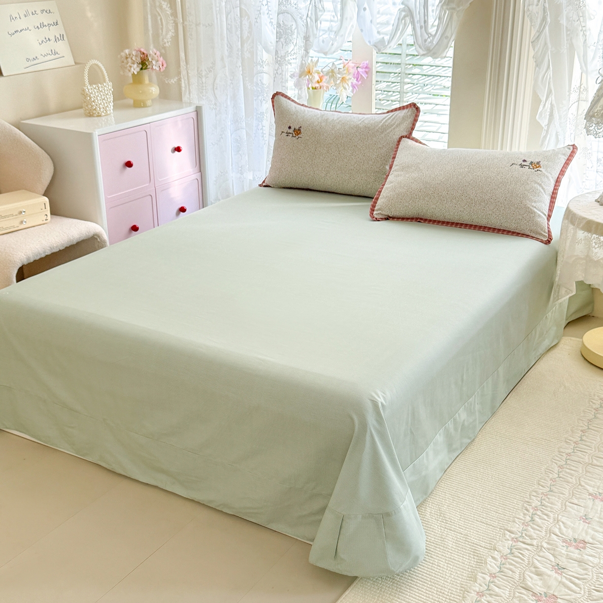 91家纺网 家纺一手货源 找家纺 艾唯希家纺 2026新款多功能全棉活套夏被四件套刺绣工艺纯棉四季通用-知意系列 知意-绿