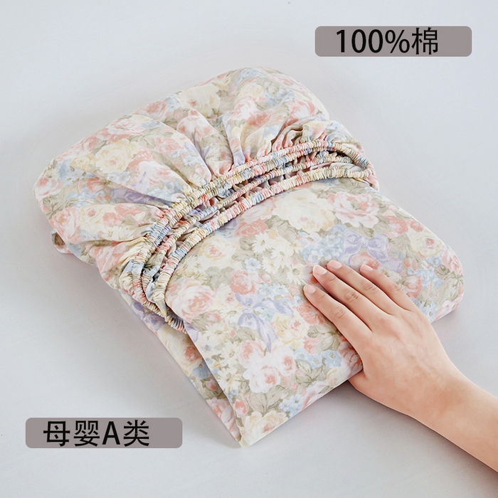 91家纺网 家纺一手货源 找家纺 爱思佳 2026新款全棉纯棉双层纱印花单床笠床笠单件床笠单品 半岛红茶