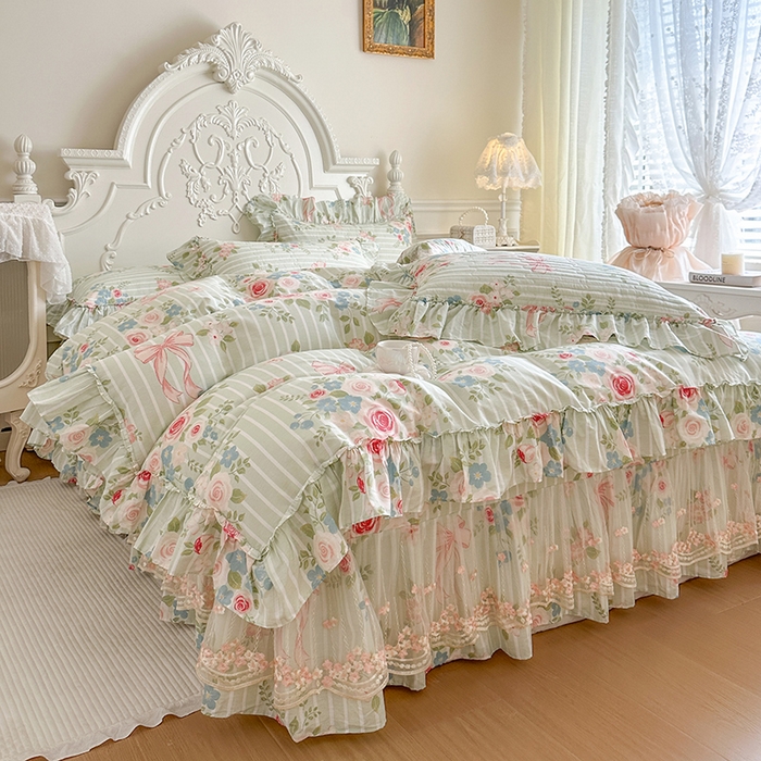 91家纺网 家纺一手货源 找家纺 网红馆（ck家纺） 2026春夏新款韩版全棉纯棉印花四件套 轻婉花语