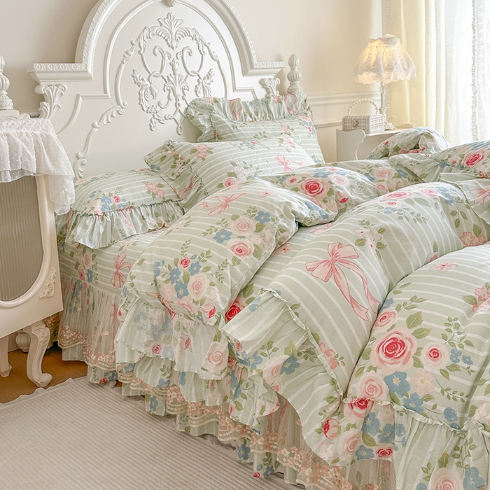 网红馆（ck家纺） 2026春夏新款韩版全棉纯棉印花四件套 轻婉花语