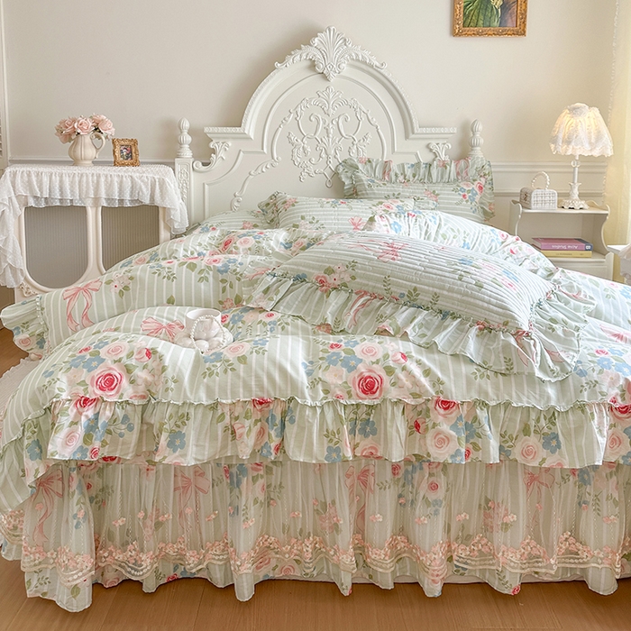 91家纺网 家纺一手货源 找家纺 网红馆（ck家纺） 2026春夏新款韩版全棉纯棉印花四件套 轻婉花语