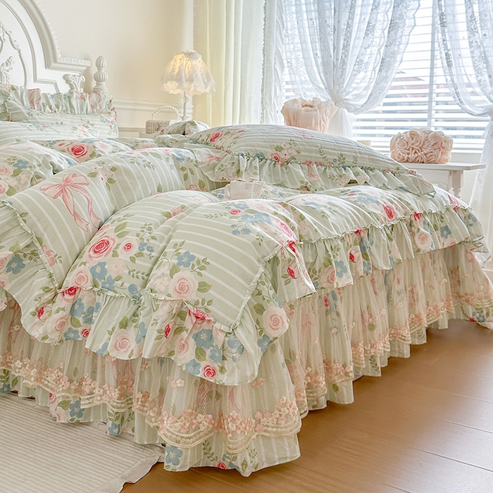 91家纺网 家纺一手货源 找家纺 网红馆（ck家纺） 2026春夏新款韩版全棉纯棉印花四件套 轻婉花语