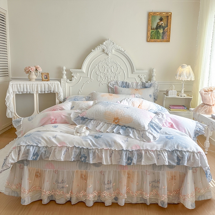 91家纺网 家纺一手货源 找家纺 网红馆（ck家纺） 2026春夏新款韩版全棉纯棉印花四件套 慕夏