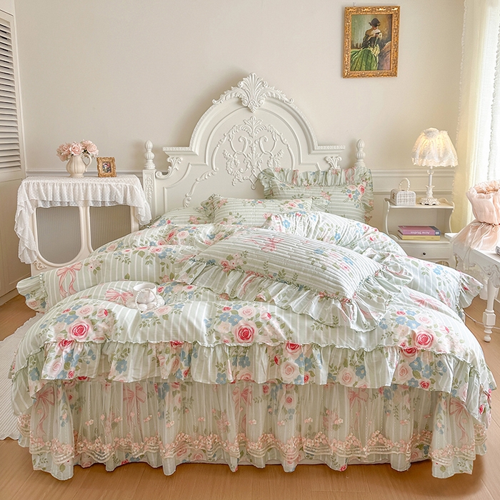 91家纺网 家纺一手货源 找家纺 网红馆（ck家纺） 2026春夏新款韩版全棉纯棉印花四件套 轻婉花语