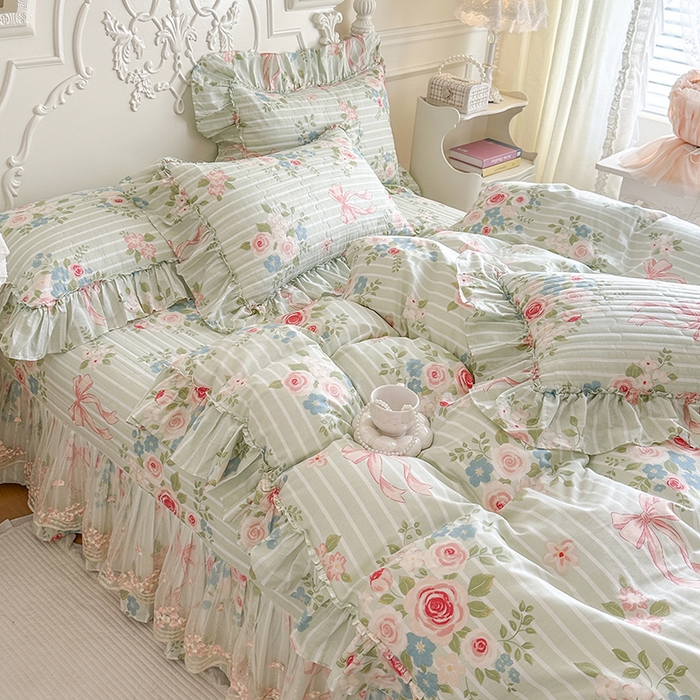 91家纺网 家纺一手货源 找家纺 网红馆（ck家纺） 2026春夏新款韩版全棉纯棉印花四件套 轻婉花语