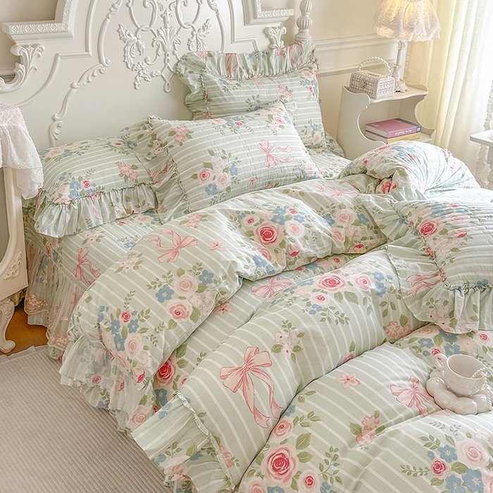 91家纺网 家纺一手货源 找家纺 网红馆（ck家纺） 2026春夏新款韩版全棉纯棉印花四件套 轻婉花语