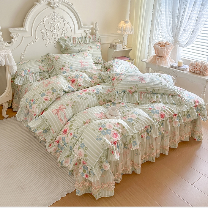 91家纺网 家纺一手货源 找家纺 网红馆（ck家纺） 2026春夏新款韩版全棉纯棉印花四件套 轻婉花语