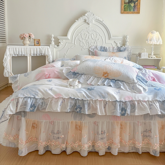 91家纺网 家纺一手货源 找家纺 网红馆（ck家纺） 2026春夏新款韩版全棉纯棉印花四件套 慕夏