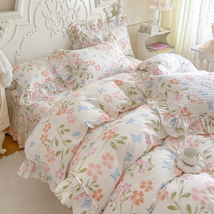 91家纺网 家纺一手货源 找家纺 网红馆（ck家纺） 2026春夏新款韩版全棉纯棉印花四件套 花熙