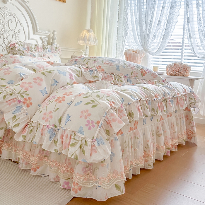 91家纺网 家纺一手货源 找家纺 网红馆（ck家纺） 2026春夏新款韩版全棉纯棉印花四件套 花熙