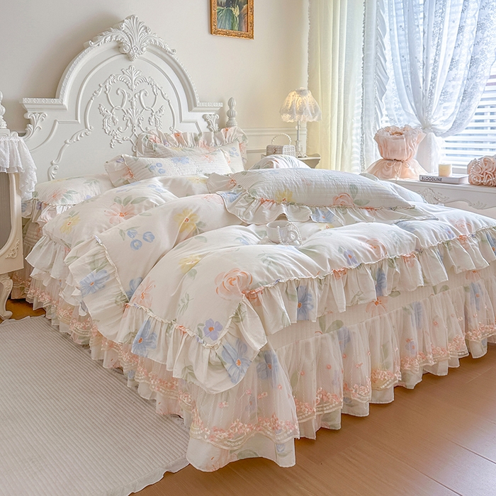 91家纺网 家纺一手货源 找家纺 网红馆（ck家纺） 2026春夏新款韩版全棉纯棉印花四件套 花柯