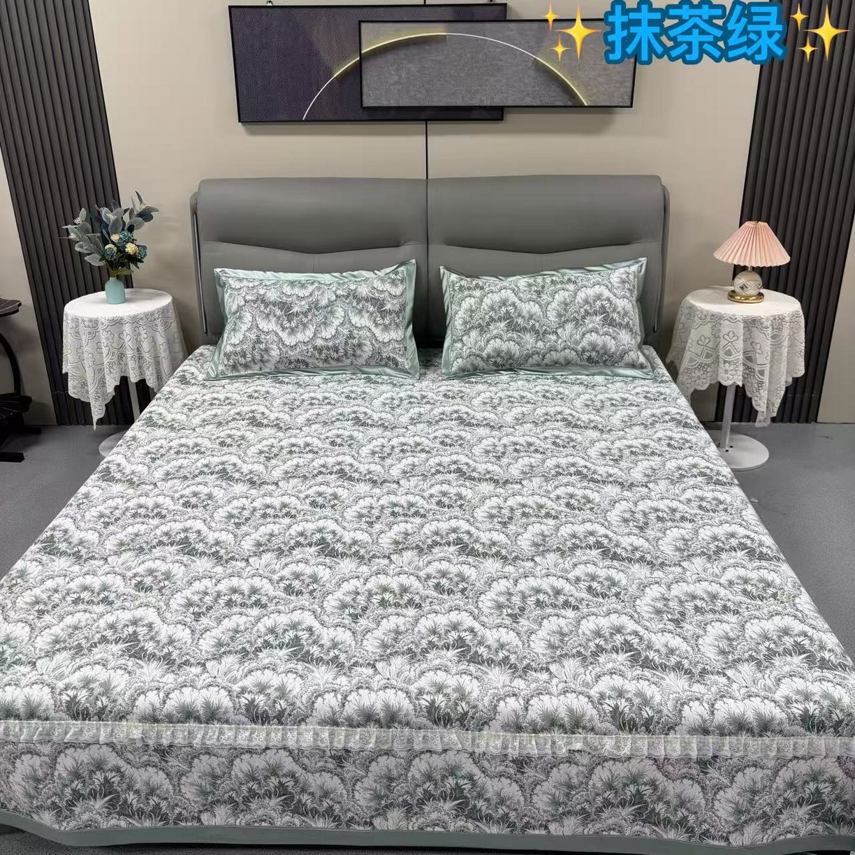 91家纺网 家纺一手货源 找家纺 （总）德之仁纺织 2026新款法式氛围感加厚防滑可机洗床盖-云絮花影