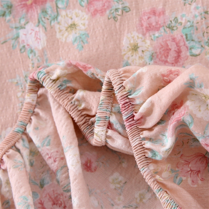 91家纺网 家纺一手货源 找家纺 （总）乐逸家纺 2026新款A类母婴级韩系爆款花边款碎花床笠三件套四件套