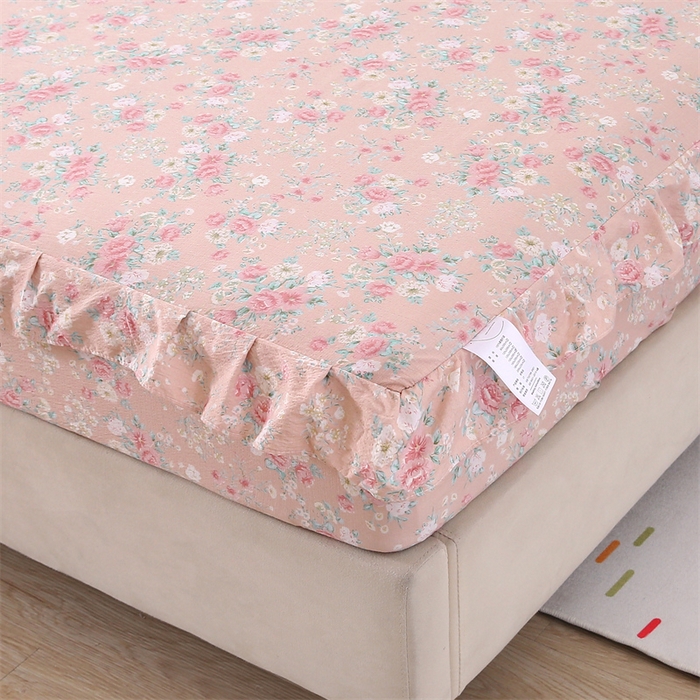 91家纺网 家纺一手货源 找家纺 乐逸家纺 2026新款A类母婴级韩系爆款花边款碎花床笠三件套四件套 韩系花边款床笠爱如星辰