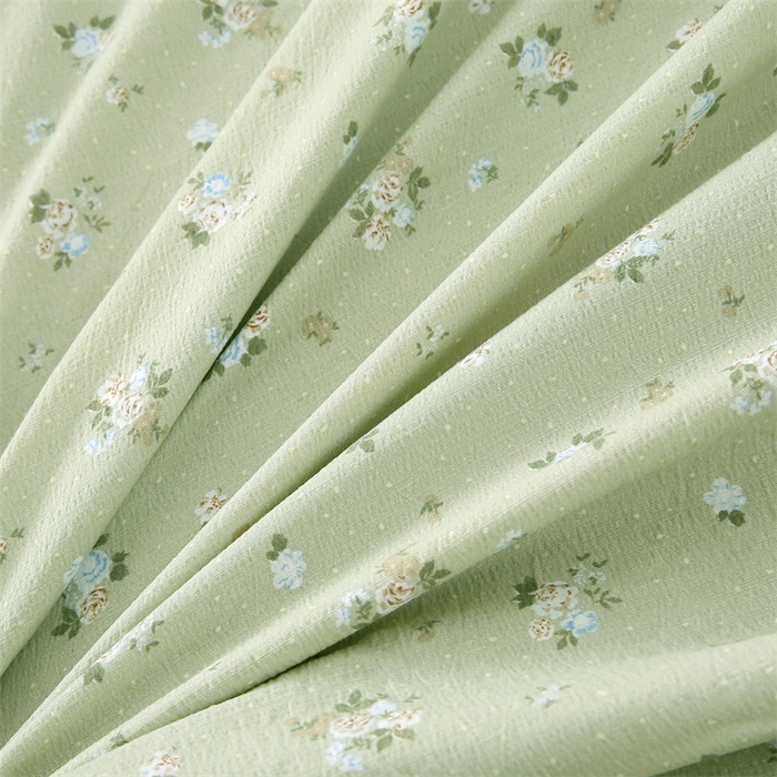 91家纺网 家纺一手货源 找家纺 乐逸家纺 2026新款A类母婴级韩系爆款花边款碎花床笠三件套四件套 韩系花边款床笠落日暮年绿