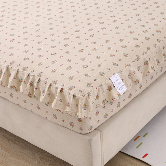 91家纺网 家纺一手货源 找家纺 乐逸家纺 2026新款A类母婴级韩系爆款花边款碎花床笠三件套四件套 韩系花边款床笠花海