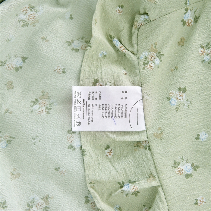 91家纺网 家纺一手货源 找家纺 乐逸家纺 2026新款A类母婴级韩系爆款花边款碎花床笠三件套四件套 韩系花边款床笠落日暮年绿