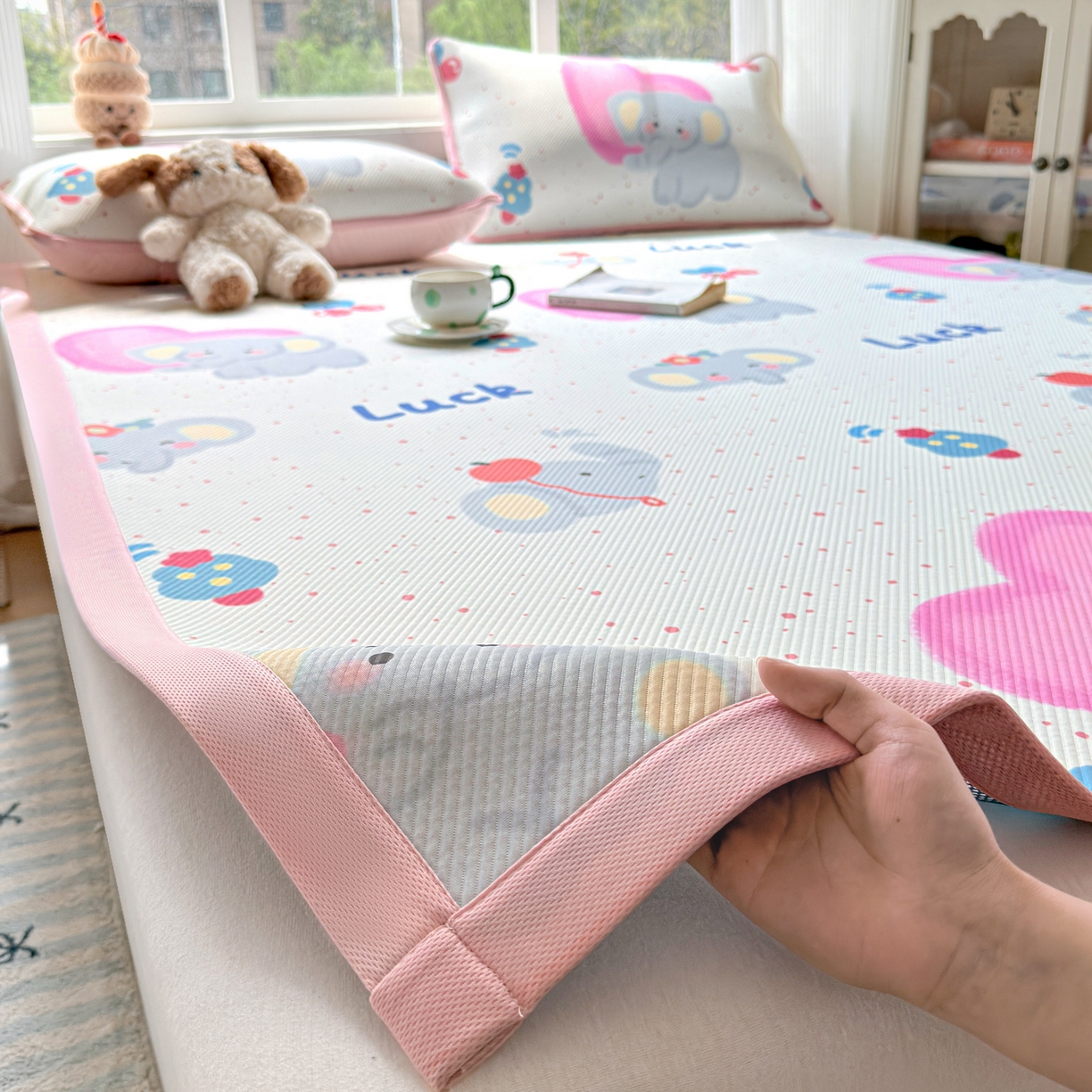 91家纺网 家纺一手货源 找家纺 北望家纺 2026新款凉款凉豆豆数码凉席 甜心象