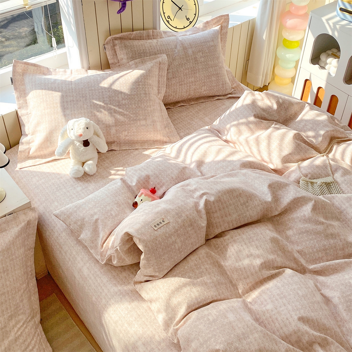 91家纺网 家纺一手货源 找家纺 凯磊家纺 2026新款原棉老粗布系列单被套单件 轻棉素影