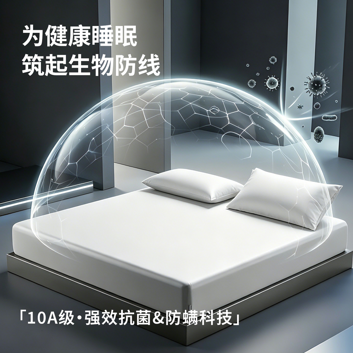 91家纺网 家纺一手货源 找家纺 雯豆家纺 2026新款10A抗菌防螨全棉单层床笠加高45cm全包裹床罩床单床笠三件套 全棉单层床笠-水晶白