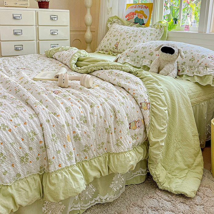 91家纺网 家纺一手货源 找家纺 苏米娜家纺SUMINA 2026新款超柔泡泡纱花苞款夏被小清新系列 青柚