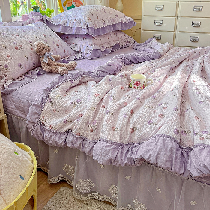91家纺网 家纺一手货源 找家纺 苏米娜家纺SUMINA 2026新款超柔泡泡纱花苞款夏被小清新系列 暗夜玫瑰