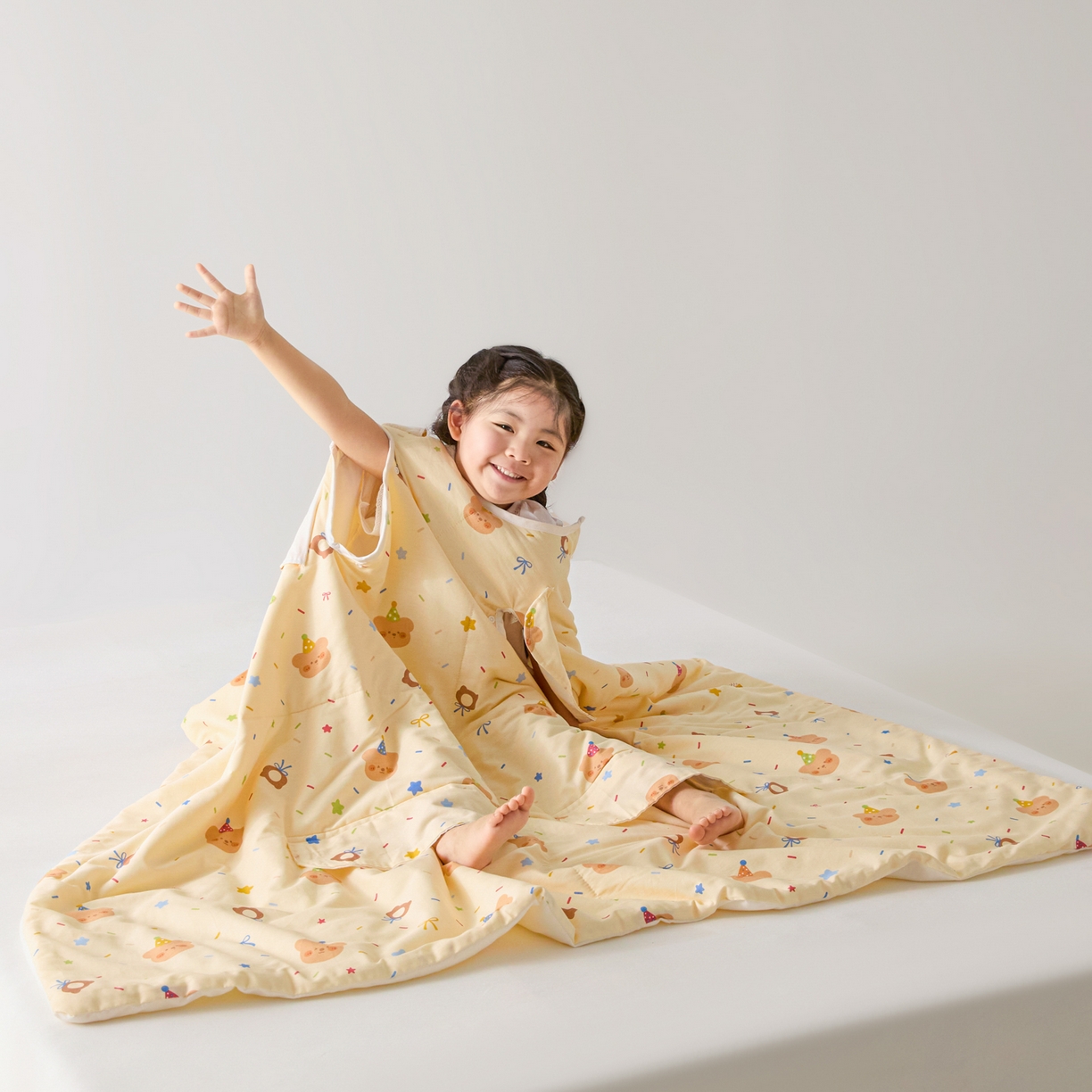 91家纺网 家纺一手货源 找家纺 寻米 2026新款防踢被A类全棉纯棉纱布护肚防踢睡袋多功能盖毯宝宝夏被 黄油小熊-夹棉款