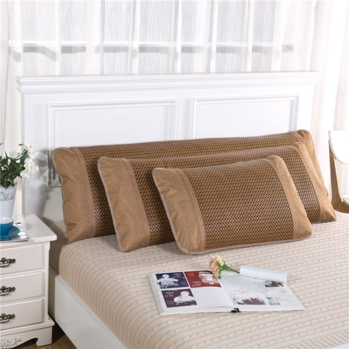 91家纺网 家纺一手货源 找家纺 喜相逢家纺 D18-夏凉双人枕套冰藤冰枕深棕冰藤冰枕