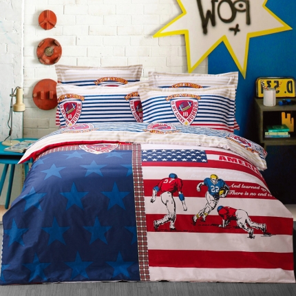 天顺沙发垫 全棉活性印花大版四件套床上用品套件 美国风尚