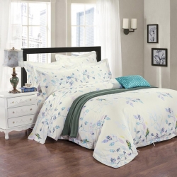 舒奇纺织 优雅简约宜家风印花全棉喷气四件套