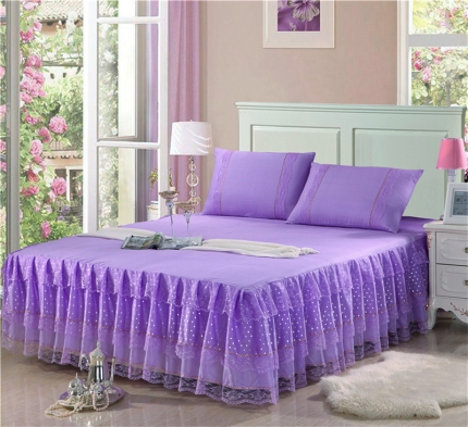 91家纺网 家纺一手货源 找家纺 情恒家纺  新款 蕾丝床裙 时尚波点