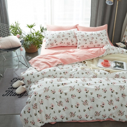 91家纺网 家纺一手货源 找家纺 梦家居韩国简约纯棉四件套全棉宜家床上用品四件套