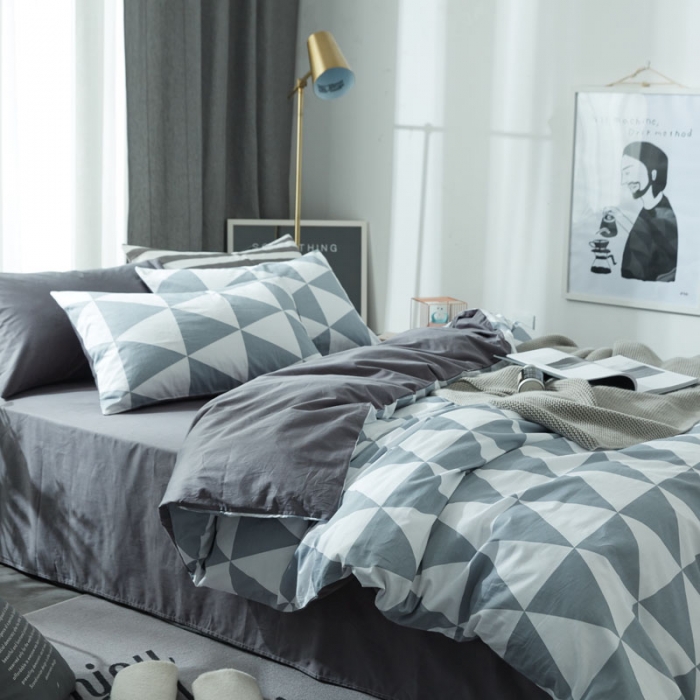 91家纺网 家纺一手货源 找家纺 梦家居 全棉韩国简约风格系列四件套宜家床上用品