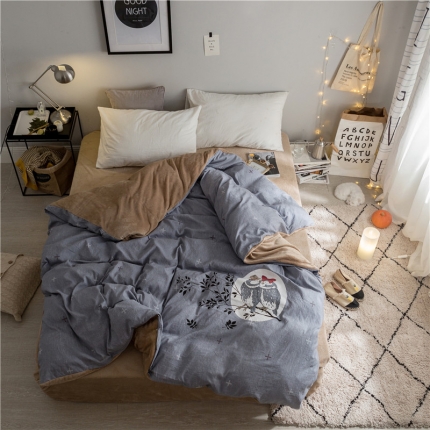 91家纺网 家纺一手货源 找家纺 慕梵ins卡通大版水洗暖绒法莱绒被套水晶绒珊瑚绒被罩床上用品