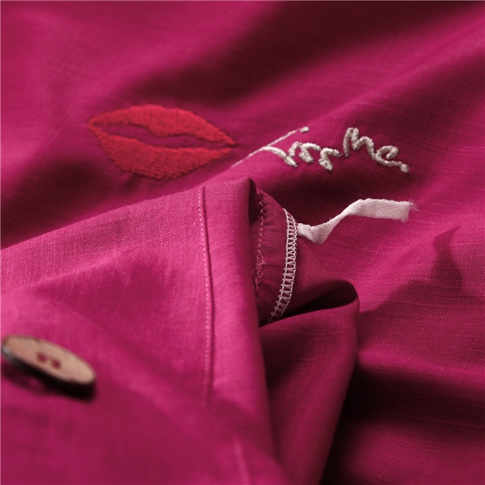 91家纺网 家纺一手货源 找家纺 欧冠家纺天丝棉麻四件套床上用品套件酒红色