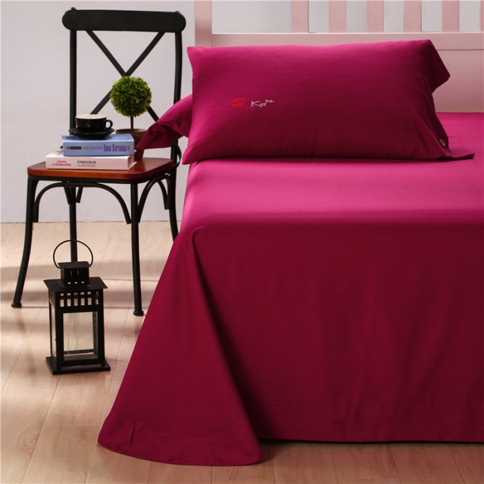 91家纺网 家纺一手货源 找家纺 欧冠家纺天丝棉麻四件套床上用品套件酒红色