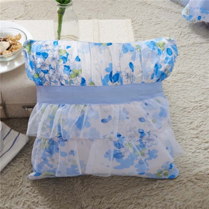 91家纺网 家纺一手货源 找家纺 菊尚家纺 全棉13372韩版四件套樱花蓝配件