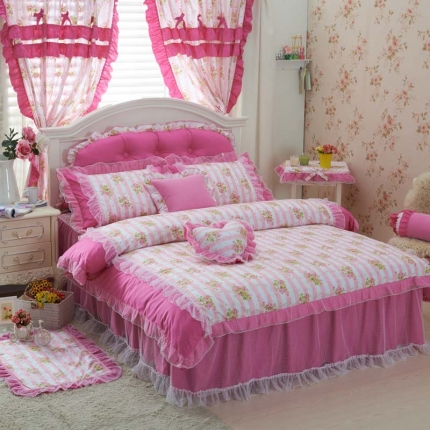 91家纺网 家纺一手货源 找家纺 菊尚家纺 全棉13372韩版四件套莎莎公主配件