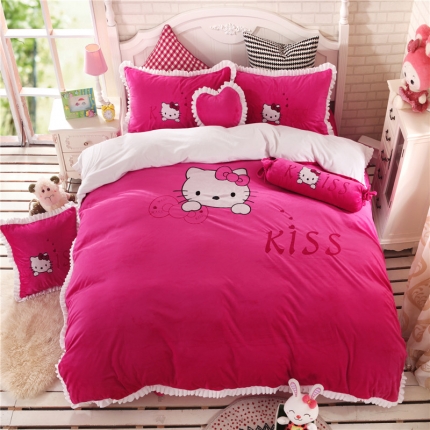 91家纺网 家纺一手货源 找家纺 欧冠韩版超柔水晶绒四件套