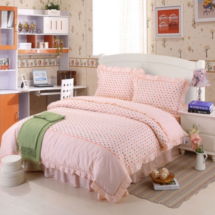 91家纺网 家纺一手货源 找家纺 （总）金丝鸟家纺 全棉韩版斜纹12868花边四件套