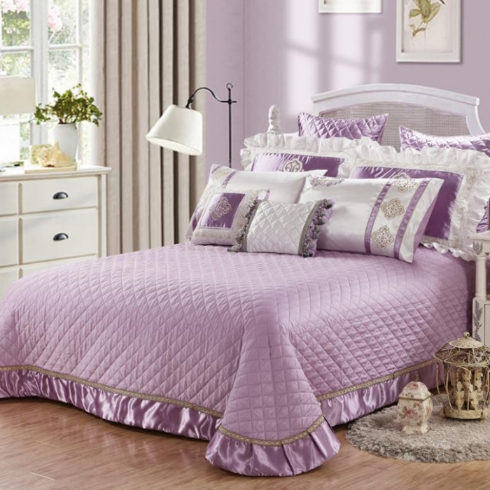 91家纺网 家纺一手货源 找家纺 OL家纺 2020年40S样板房系列十一件套 丽芙庄园-雪青